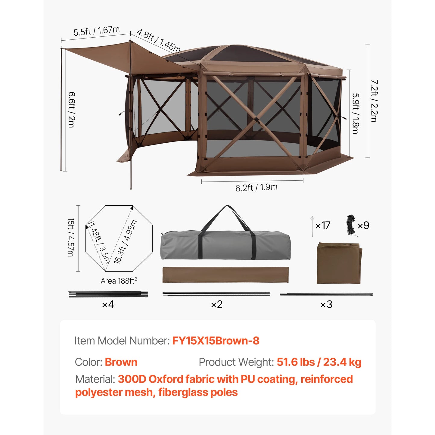 SucceBuy Pop up Gazebo Screen Tent Camping Canopy Tent w/ Removable Top&Carry Bag Quick-Set&Bite-Proof Screen House Sun Shelter
