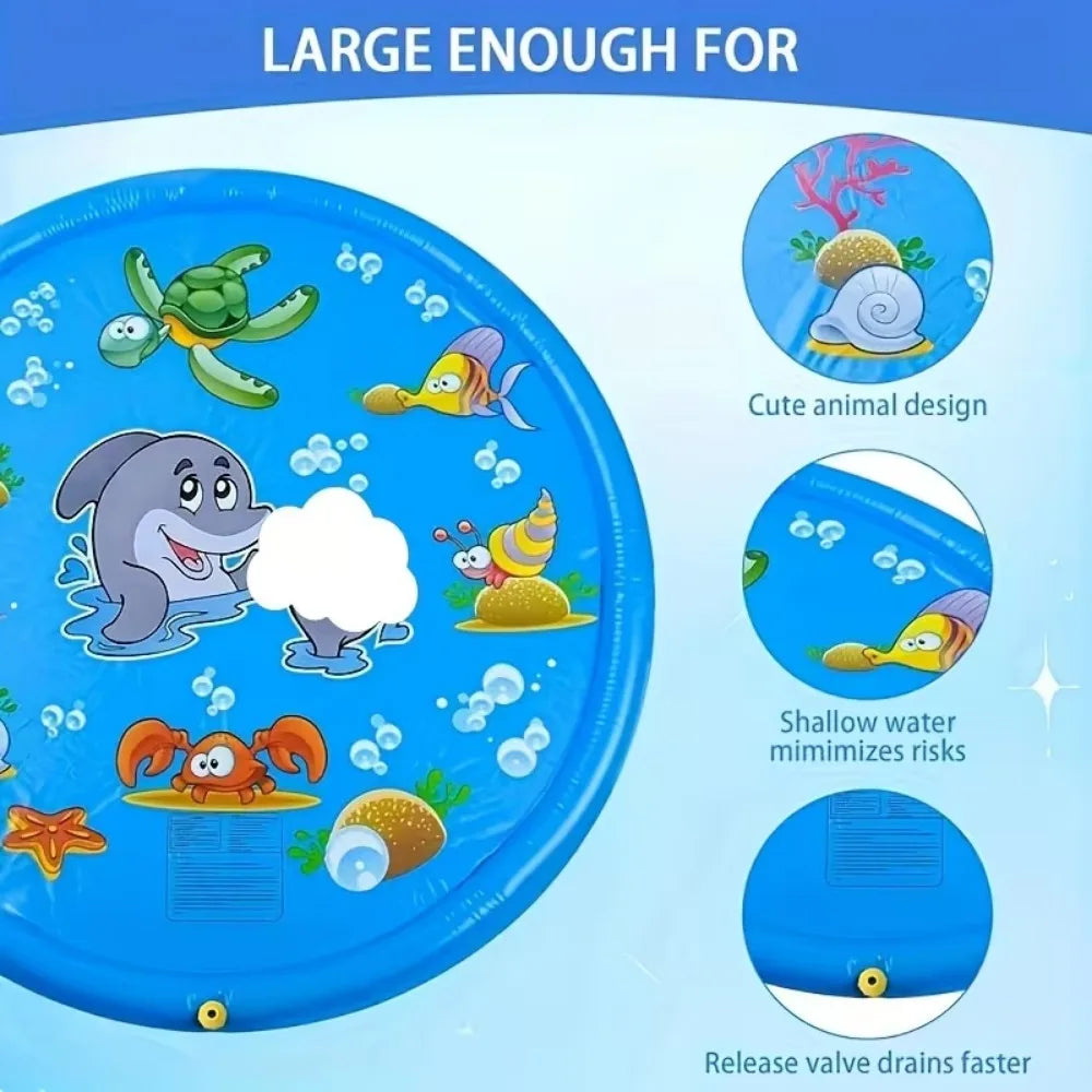 Children Play Spray Mat 100cm Beach Inflatable Water Sprinkler Pad Outdoor Game Toy Lawn Swimming Pool Mat Kids Toys